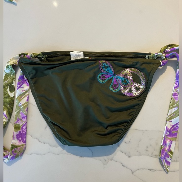 VTG Lucky brand tie-dye Bikini top, bottom & skirt size Small - Picture 3 of 8